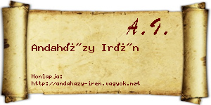 Andaházy Irén névjegykártya