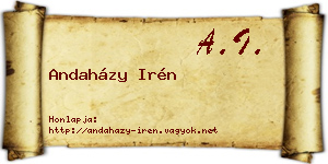 Andaházy Irén névjegykártya